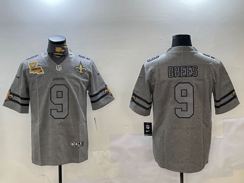 Men New Orleans Saints #9 Brees Grey Throwback 2024 Nike Limited NFL Jersey style 5->new orleans saints->NFL Jersey